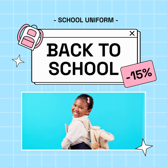 Plantilla de diseño de Lovely School Uniform At Discounted Rates Offer Animated Post 
