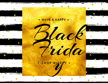 Szablon projektu Black Friday Announcement In Golden Texture Postcard 4.2x5.5in