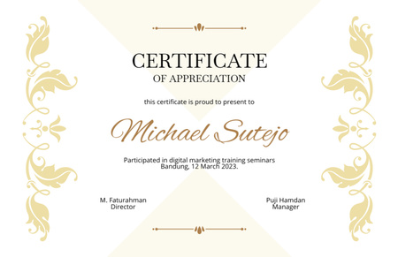 Designvorlage Auszeichnung für die Teilnahme an Digital Marketing Seminaren für Certificate 5.5x8.5in