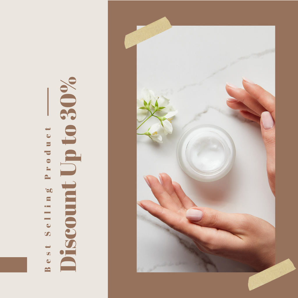 Discount Offer with Natural Face Cream Instagram Design Template