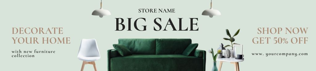 Designvorlage Big Sale of Home Decor Items Green für Ebay Store Billboard