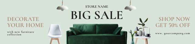 Ontwerpsjabloon van Ebay Store Billboard van Big Sale of Home Decor Items Green