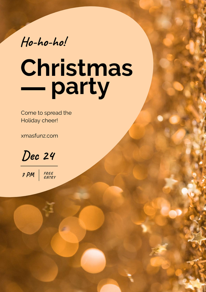 Christmas Party Announcement in Golden Blur Poster Design Template