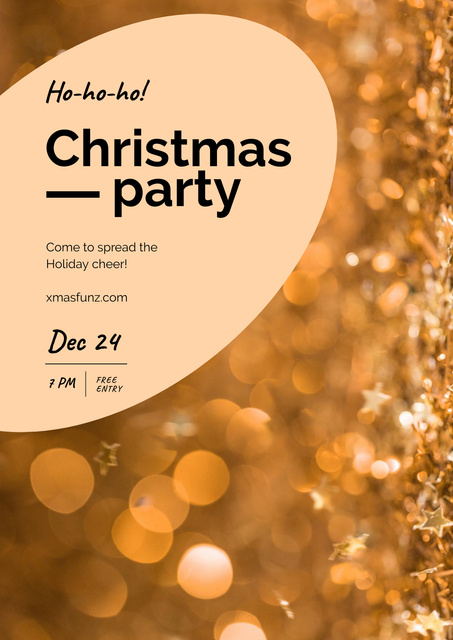 Christmas Party announcement in golden Poster Design Template