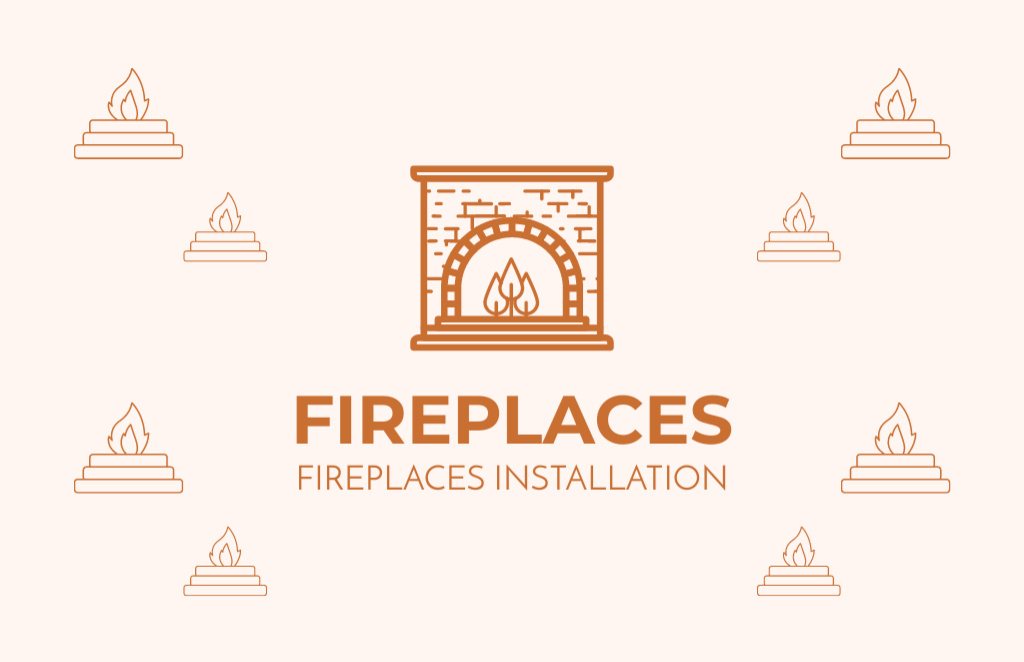 Fireplaces Installation Simple Beige Business Card 85x55mm – шаблон для дизайну