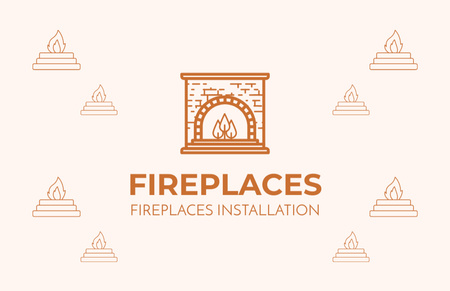 Fireplaces Installation Simple Beige Business Card 85x55mm Tasarım Şablonu