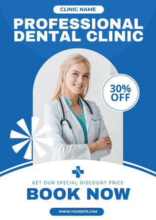 Dental Clinic Ad Layout with Photo Poster Design Template