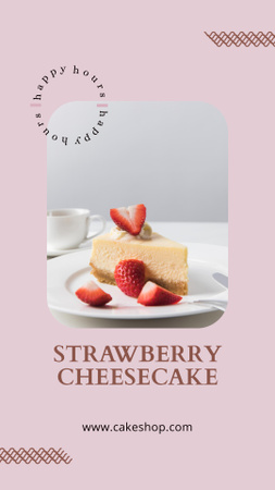 Bakery Ad with Strawberry Cheesecake Instagram Story tervezősablon