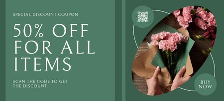 Platilla de diseño Flower Shop Discount Offer on Green Coupon 3.75x8.25in