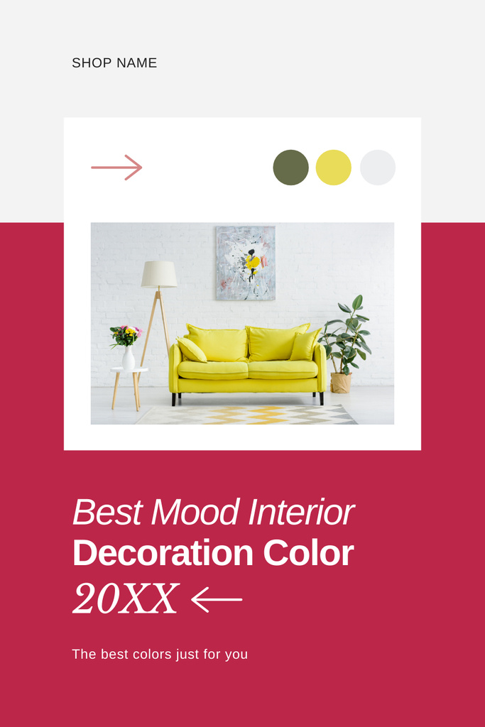 Interior Design Offer with Colors Palette Pinterest Tasarım Şablonu