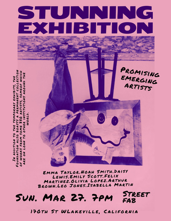 Art Exhibition Announcement in Retro Style Poster 8.5x11in Design Template