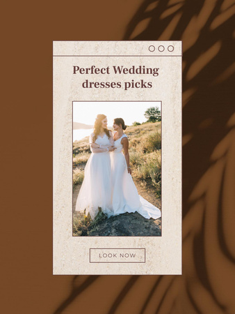 Wedding Dresses Ad with Beautiful Bride Poster US Tasarım Şablonu