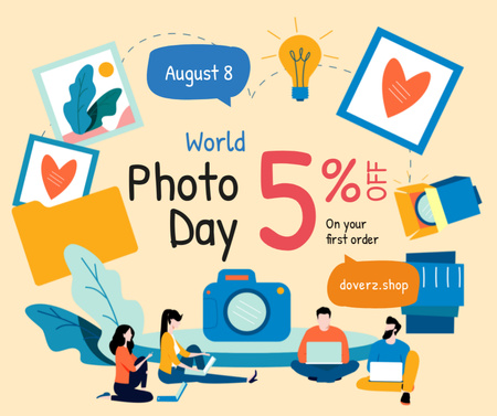 Plantilla de diseño de oferta día de la foto equipo profesional de fotógrafos Facebook 