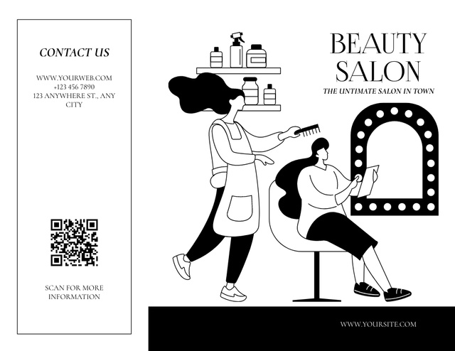 Ontwerpsjabloon van Brochure 8.5x11in van Illustration of Woman in Beauty Salon Getting Styling
