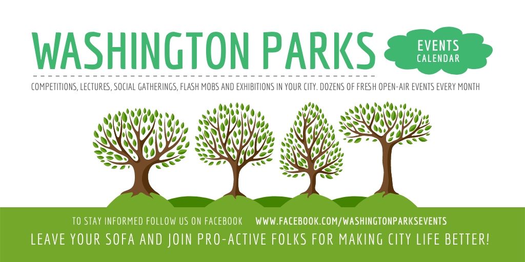 Designvorlage Park Event Announcement with Green Trees für Twitter
