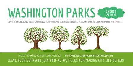 Park Event Announcement with Green Trees Twitter Modelo de Design
