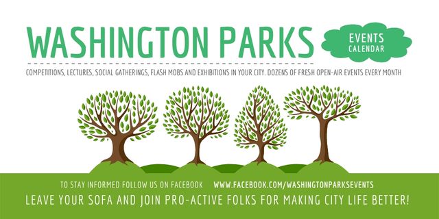 Plantilla de diseño de Park Event Announcement with Green Trees Twitter 