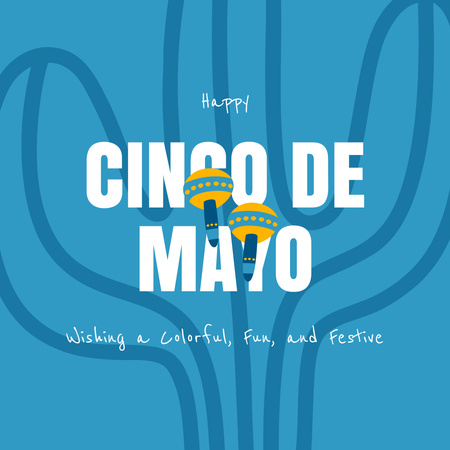 Blue'da Cinco de Mayo için tebrikler Instagram Tasarım Şablonu