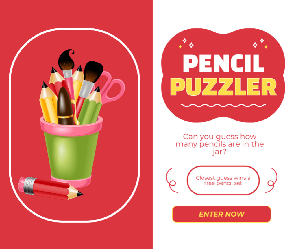 Plantilla de diseño de Stationery Shop Pencil Amount Quiz Facebook 