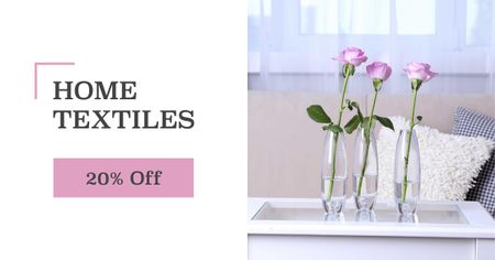 Home textiles sale roses in Interior Facebook AD Πρότυπο σχεδίασης