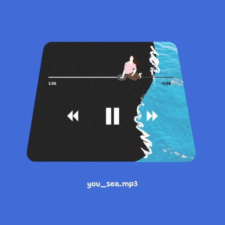 Ontwerpsjabloon van Instagram van creatieve illustratie van het spelen van song met sea illustration
