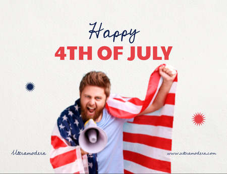 USA Independence Day Celebration Announcement Postcard 4.2x5.5in Design Template