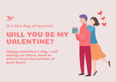 Designvorlage Congratulations on Valentine's Day with Couple in Love für Card