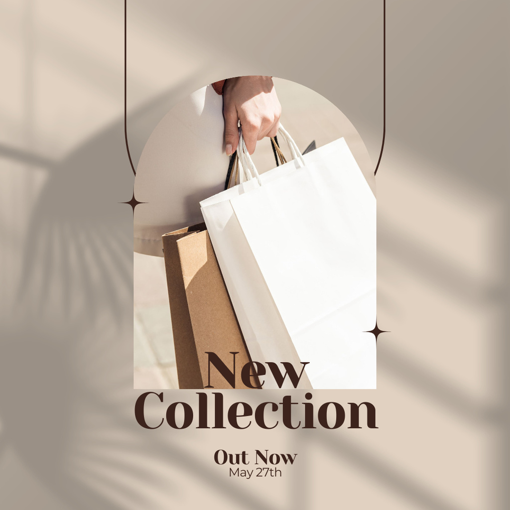 Designvorlage New Fashion Collection Beige Elegant für Instagram