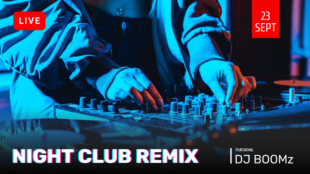 Bright Club Remix From DJ Live Announcement At Night Youtube Thumbnail Tasarım Şablonu