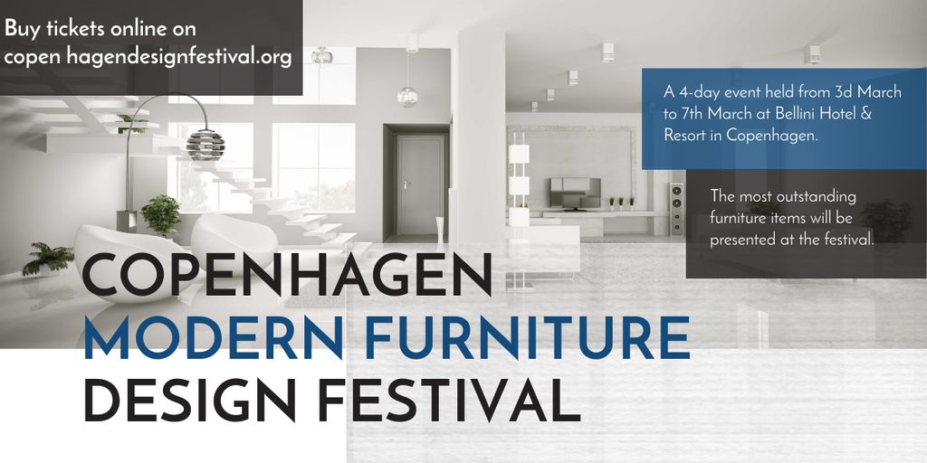 Designvorlage Furniture Festival ad with Stylish modern interior in white für Image