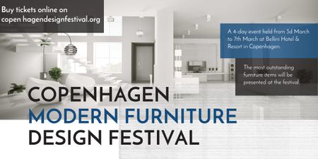 Plantilla de diseño de Anuncio de festival de muebles con elegante interior moderno en blanco Image 