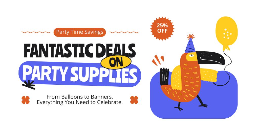 Fantastic Deals On Party Supplies Facebook AD – шаблон для дизайну