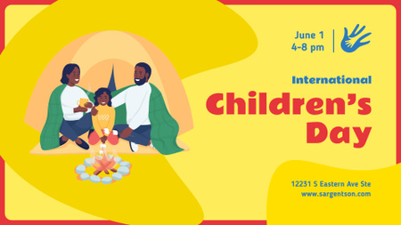 Children's Day Celebration Happy Kids on a Playground FB event cover Design Template