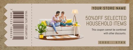 Sale of Household Goods Beige Coupon Design Template