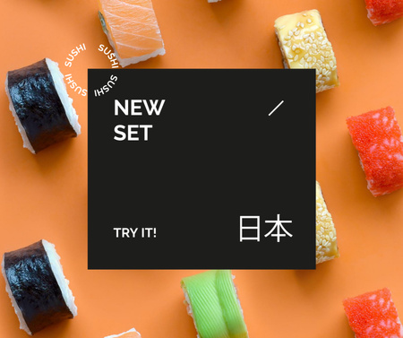 novos rolls e sushi set ad Facebook Modelo de Design