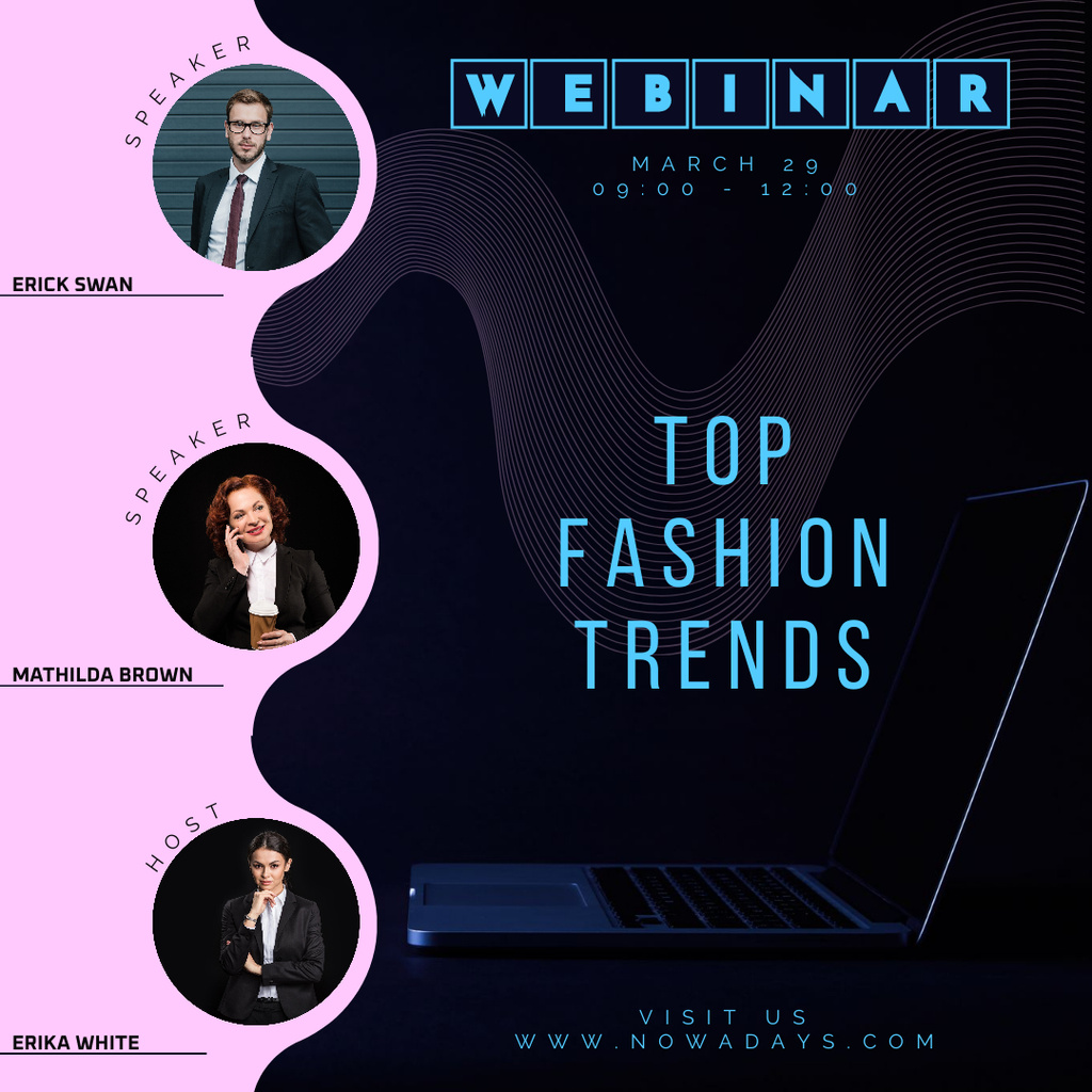 Navy Laptop for Fashion Trends Webinar Instagram – шаблон для дизайна