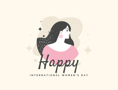 International Women's Empowerment Day Greeting With Woman's Profile Thank You Card 5.5x4in Horizontal Design Template