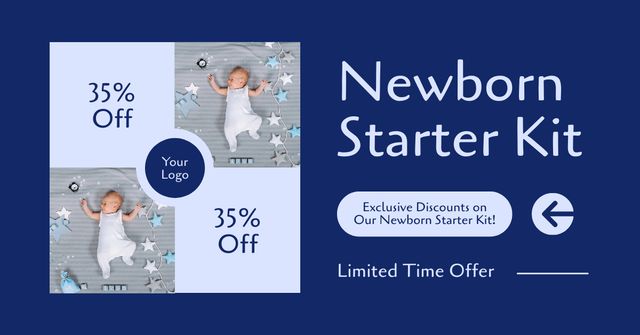 Designvorlage Newborn Starter Kit with Cute Baby für Facebook AD