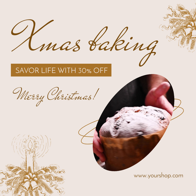 Christmas Baking Announcement with Discounts Animated Post Tasarım Şablonu