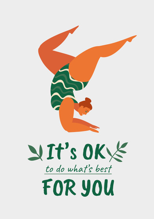 Platilla de diseño Mental Health Inspirational Phrase with Woman doing Exercise Poster