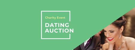 Charity Event Announcement with Couple in Restaurant Facebook cover Modelo de Design