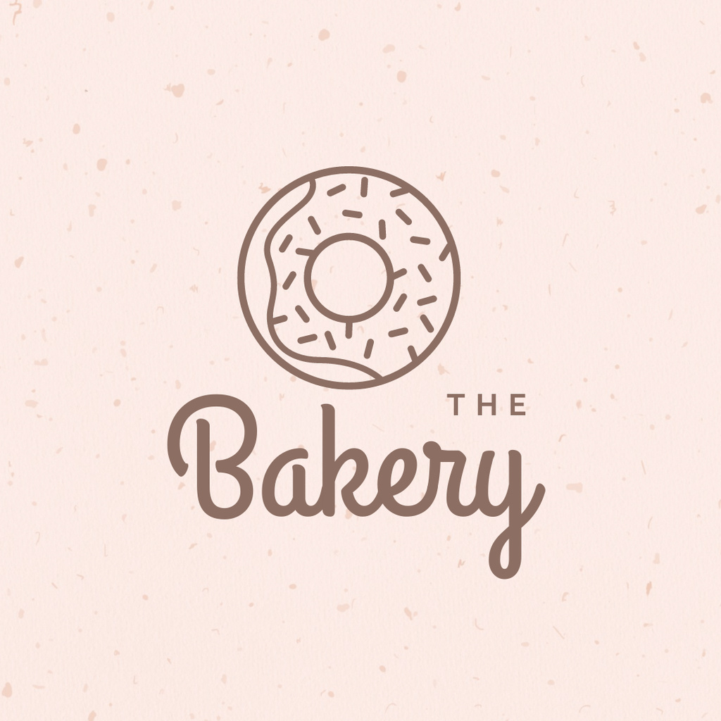 Bakery Shop Emblem with Donut on Beige Logo 1080x1080px – шаблон для дизайна