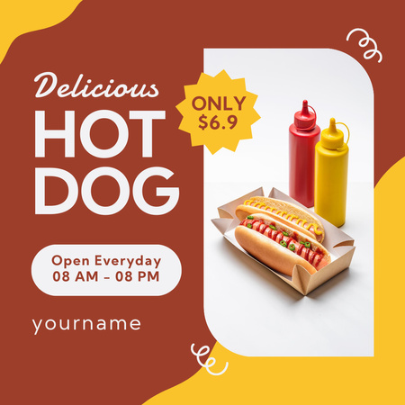 Street Food Ad with Hot Dog Instagram tervezősablon