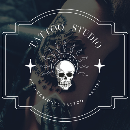 Professzionális tetoválóművész szolgáltatás a stúdióban Instagram tervezősablon