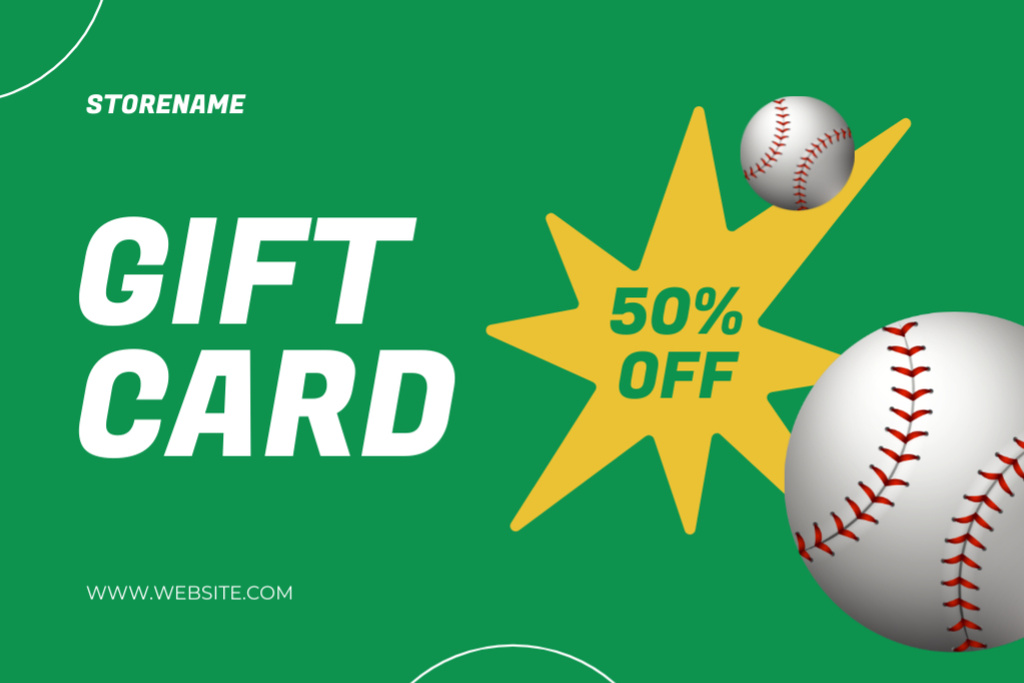 Offer of Big Discounts on All Baseball Gear Gift Certificate Design Template