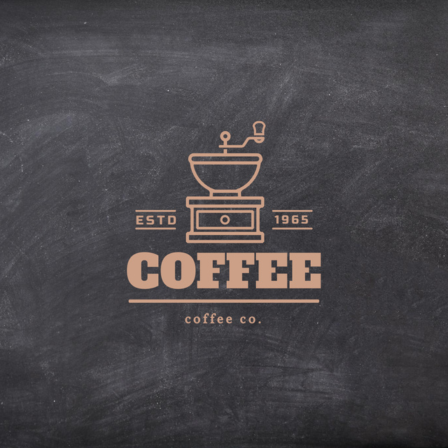 Illustration of Coffee Grinder on Grey Texture Logo Tasarım Şablonu