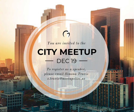 Real Estate Meetup Invitation Modern City Skyscrapers Facebook Tasarım Şablonu