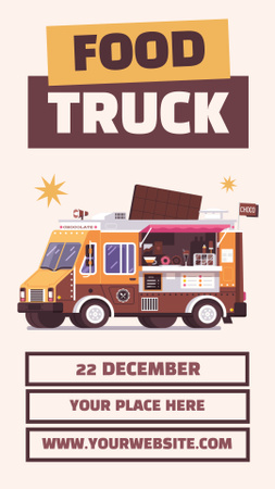 Illustration of Street Food Truck Instagram Story Design Template