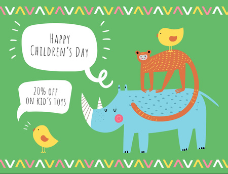 Plantilla de diseño de feliz día de los niños juguetes venta Postcard 4.2x5.5in 