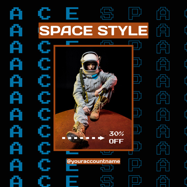 Ontwerpsjabloon van Instagram van Space Style Clothing Advertising